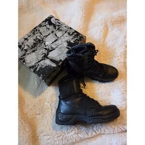 Men's Military Tactical Work Boots Hiking Side zip Leather outdoor Combat boots
